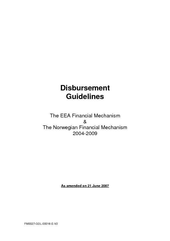 FM0027-GDL-00016-E-V2  Disbursement Guidelines The EEA Financial Mecha