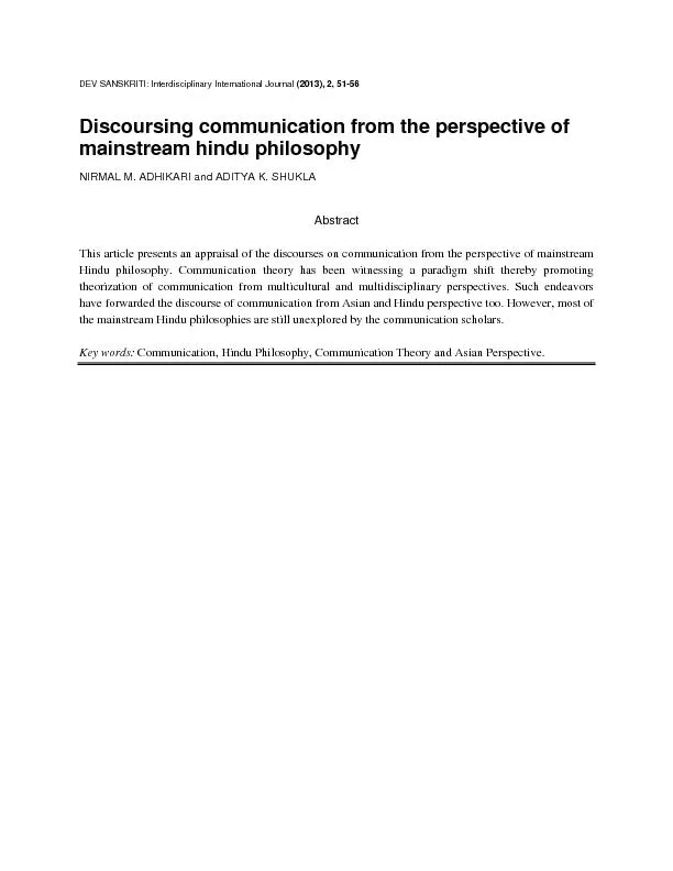 DEV SANSKRITI: Interdisciplinary International Journal (2013), 2, 51-5