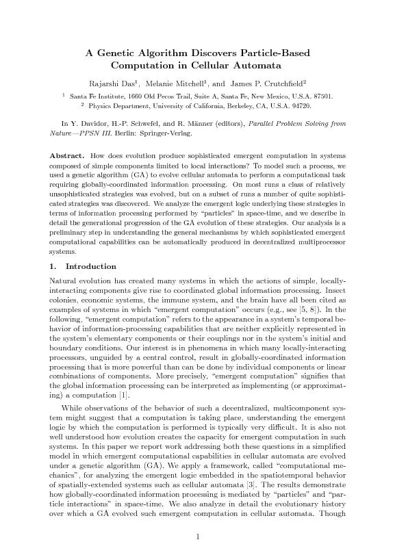 AGeneticAlgorithmDiscoversParticle-BasedComputationinCellularAutomataR