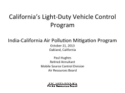 California’s Light-Duty Vehicle Control Program
