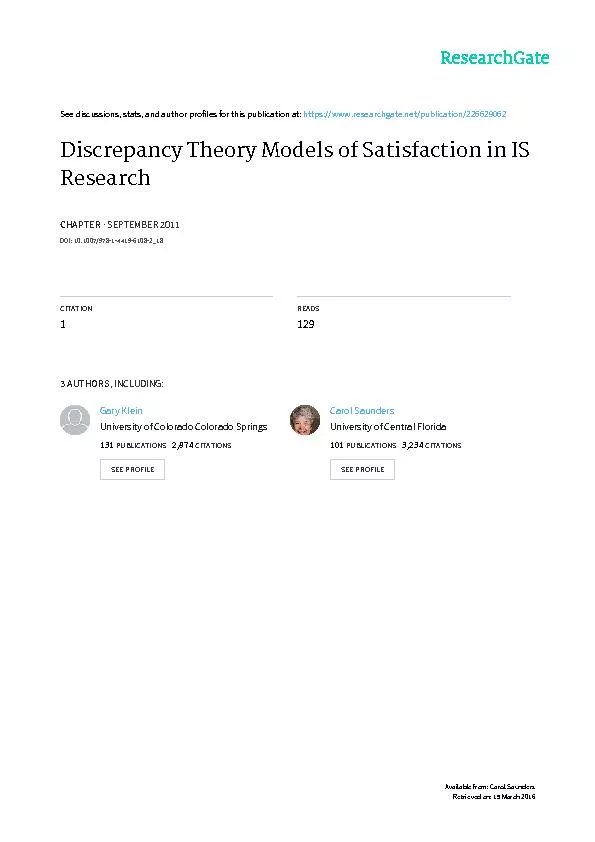 DISCREPANCY THEORY MODELS OF SATISFACTION IN IS RESEARCH James J. Jian