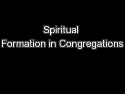 Spiritual Formation in Congregations