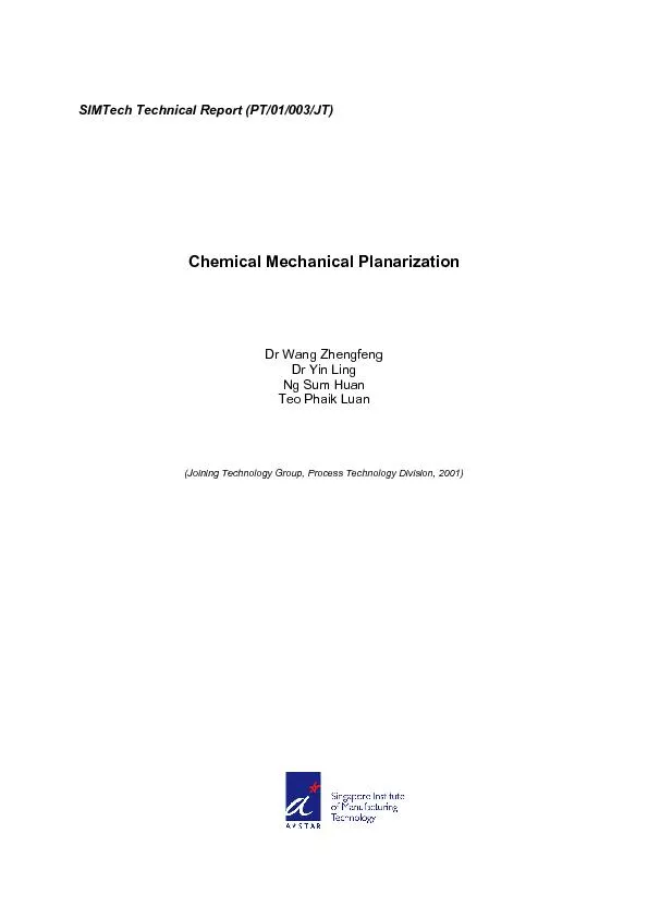 SIMTech Technical Report (PT/01/003/JT) Chemical Mechanical Planarizat