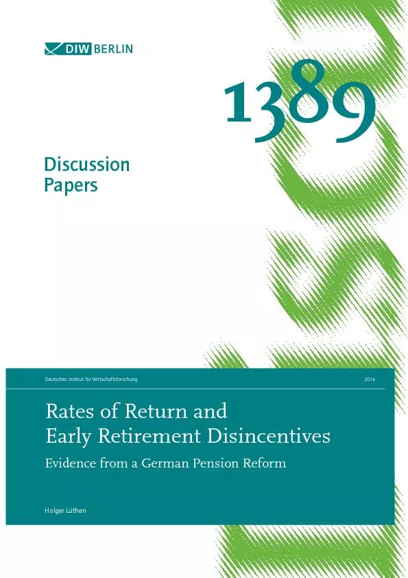 Rates of Return and Early Retirement DisincentivesEvidence from a Germ