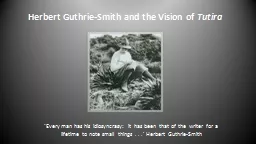 Herbert Guthrie-Smith and the Vision of