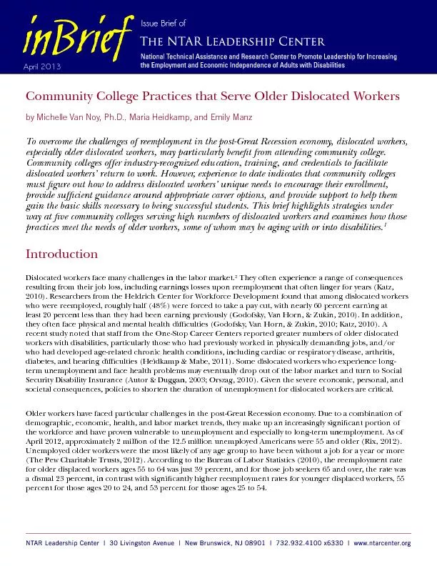 Community College Practices that Serve Older Dislocated Workersby Mich
