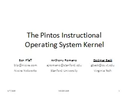 The Pintos Instructional Operating System Kernel