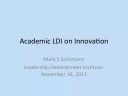 Academic LDI on Innovation
