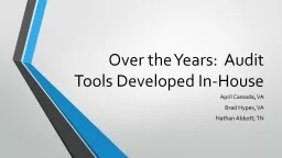 Over the Years:  Audit Tools Developed In-House