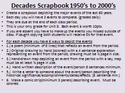 Decades Scrapbook 1950’s to 2000’s