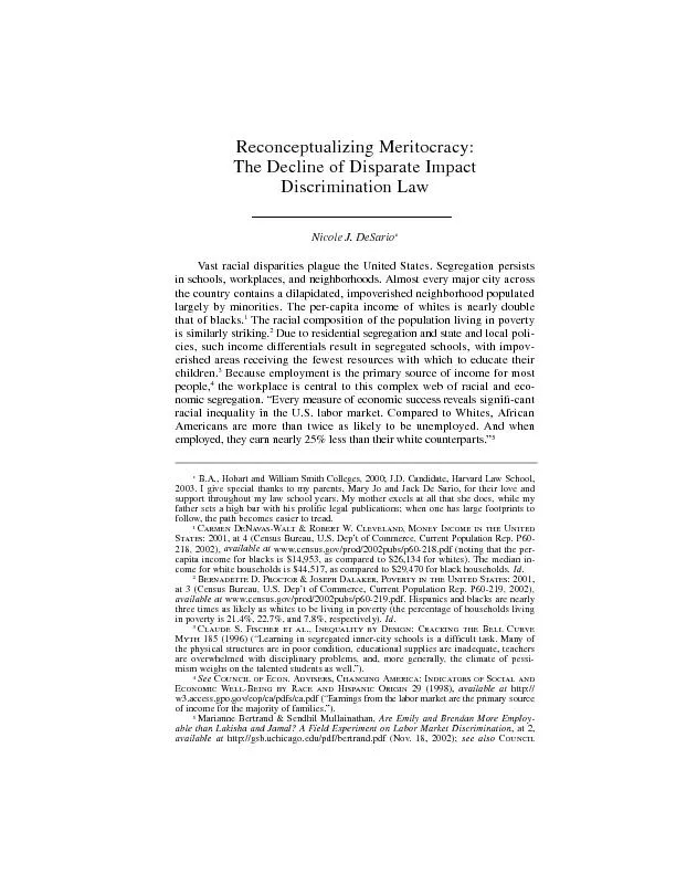 Reconceptualizing Meritocracy:Discrimination LawNicole J. DeSarioVast