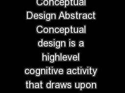 MetaLevel Knowledge and Reasoning in Conceptual Design Abstract Conceptual design is a
