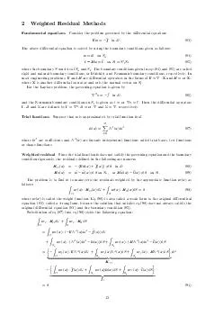 Weighted Residual Methods Fundamental equations Consider the problem governed by the dierential