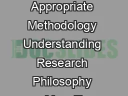 Choosing the Appropriate Methodology Understanding Research Philosophy Mary T