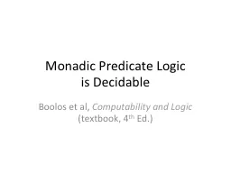 Monadic Predicate Logic