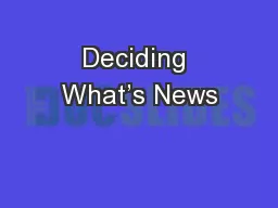 Deciding What’s News