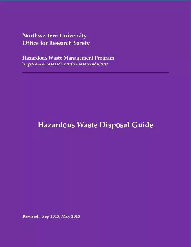 Northwestern UniversityOffice for Research SafetyHazardous Waste Manag