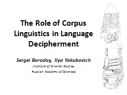 The Role of Corpus Linguistics in Language Decipherment