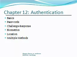 Chapter 12: Authentication