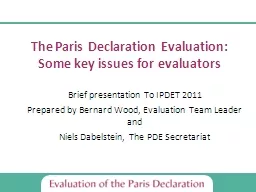 The Paris Declaration Evaluation: