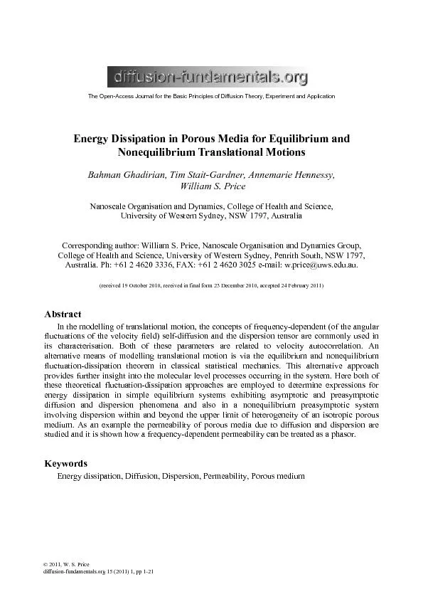 Energy Dissipation in Porous Media for Equilibrium and Nonequilibrium