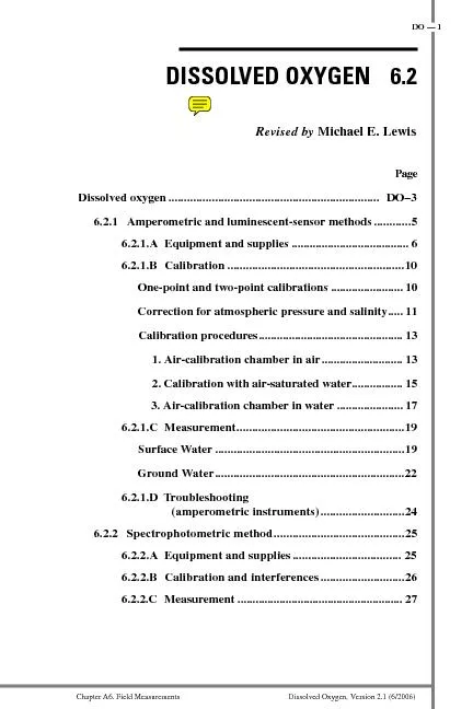 Chapter A6. Field MeasurementsDissolved Oxygen, Version 2.1 (6/2006)
.