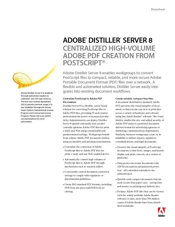 DatasheetCentralize PostScript to Adobe PDF  le creationDistiller Ser