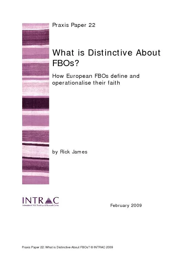 Praxis Paper 22: What is Distinctive About FBOs? 