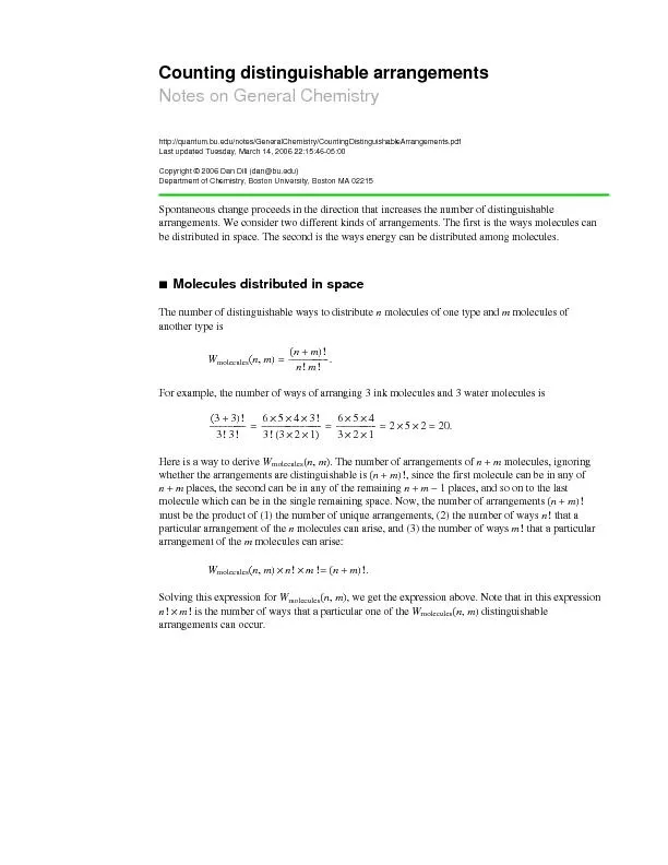 Counting distinguishable arrangementsNotes on General Chemistryhttp://