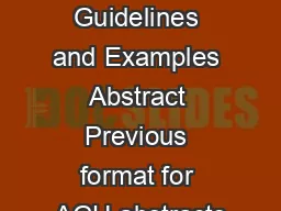 GSA Reference Guidelines and Examples Abstract Previous format for AGU abstracts
