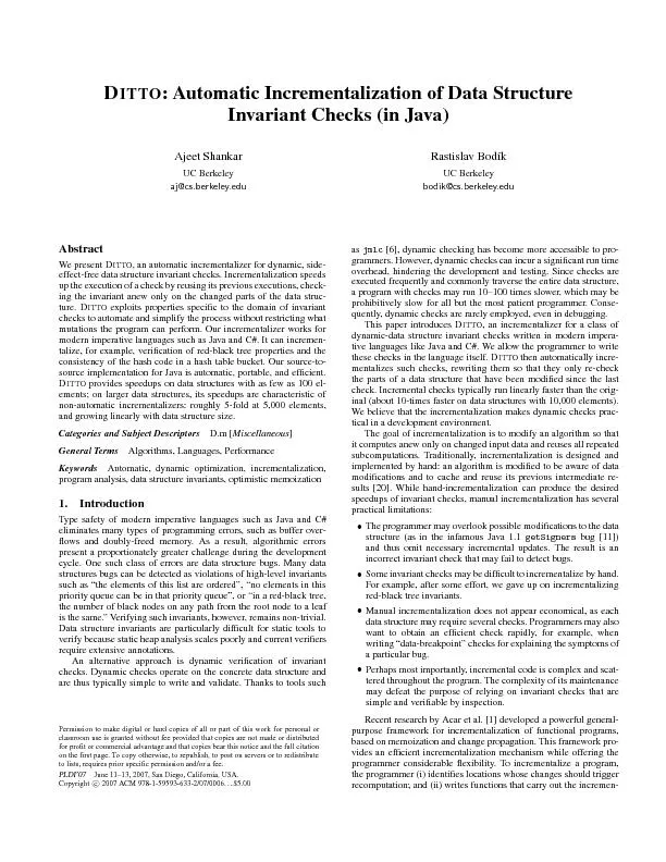 ITTO:AutomaticIncrementalizationofDataStructureInvariantChecks(inJava)