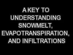 A KEY TO UNDERSTANDING SNOWMELT, EVAPOTRANSPIRATION, AND INFILTRATIONS