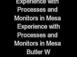 Experience with Processes and Monitors in Mesa  Experience with Processes and Monitors
