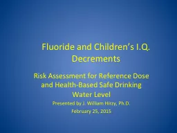 Fluoride and Children’s I.Q. Decrements