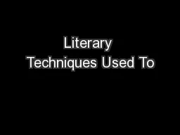 Literary Techniques Used To