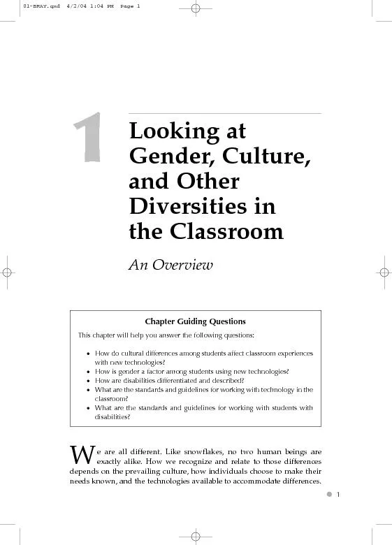 Gender, Culture,This chapter will help you answer the following questi