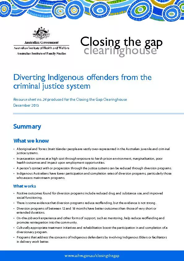 Diverting Indigenous offenders from the