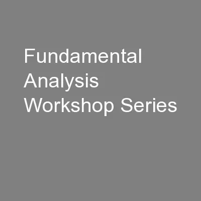 Fundamental Analysis Workshop Series