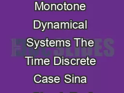 An Introduction to Monotone Dynamical Systems The Time Discrete Case Sina Straub Prof