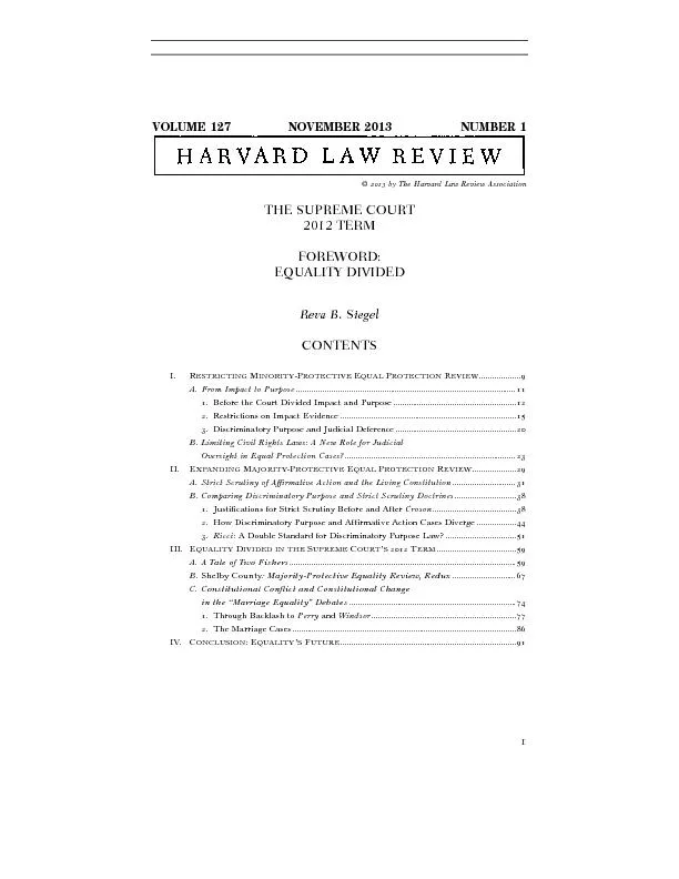 VOLUME 127 NOVEMBER 2013 NUMBER 1  by The Harvard Law Review Associati