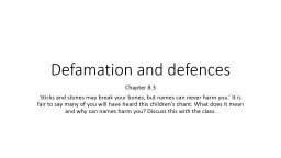 Defamation and defences