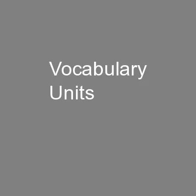 Vocabulary Units