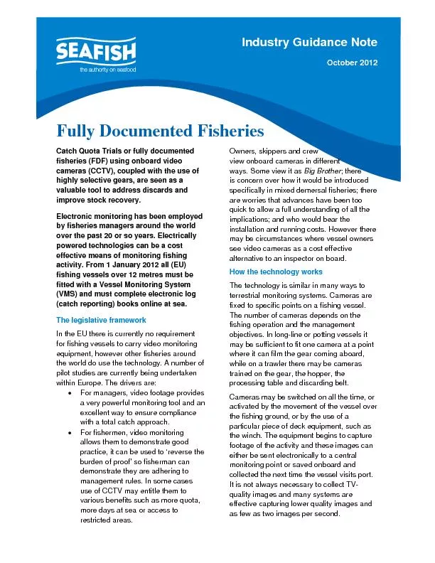 Industry Guidance NoteOctober 2012 Fully Documented Fisheries Catch Qu