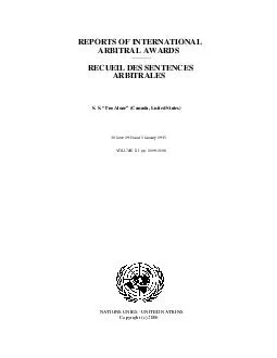 REPORTS OF INTERNATIONAL ARBITRAL AWARDS RECUEIL DES SENTENCES ARBITRALES S