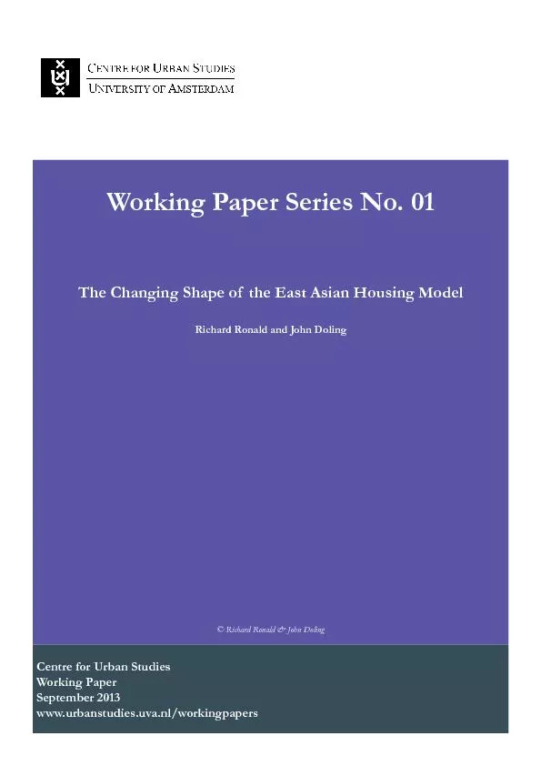 Working Paper Series No. 01The Changing Shape of the East Asian Housin