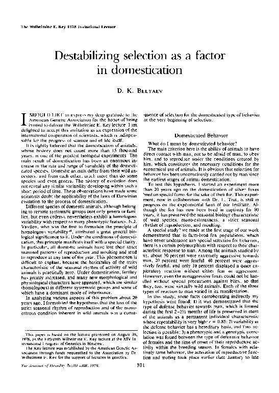 The Wilhelmine E. Key 1978 Invitational LectureDestabilizing selection