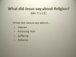 What did Jesus say about Religion