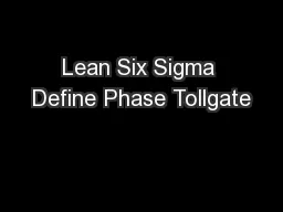 Lean Six Sigma Define Phase Tollgate