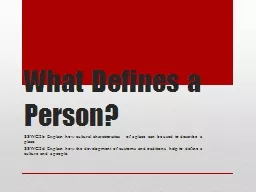 What Defines a Person?