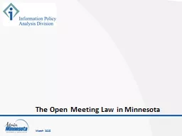 The Open Meeting Law in Minnesota